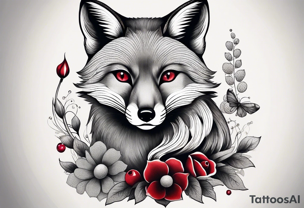 Fox with a Ruby and a honey bee tattoo idea