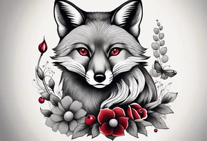 Fox with a Ruby and a honey bee tattoo idea