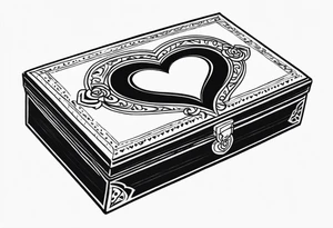 A simple vintage cigar box with a heart on it tattoo idea