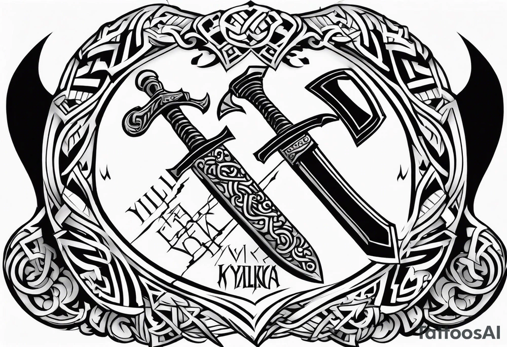 Valhalla viking gods shield hatchet sword tattoo idea