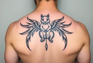 Angel squirrel with a small silver necklace tattoo idea