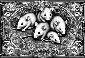 A collection of rats or mice whose tails are intertwined and bound together in some way. tattoo idea