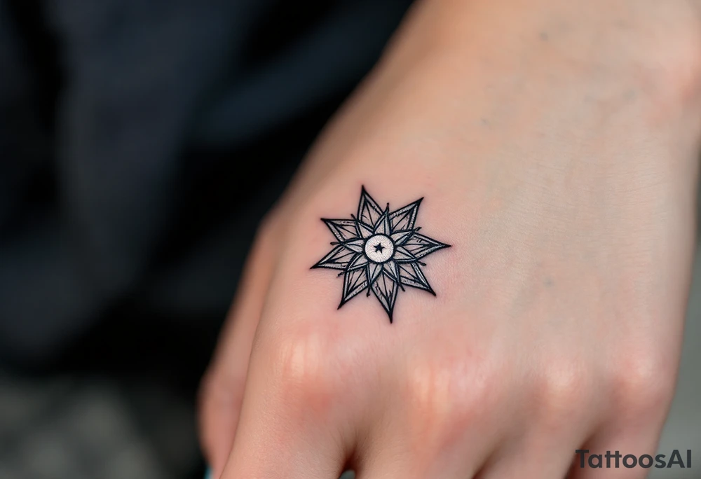 A silver eight-pointed star tattoo suggests clarity, intuition, and a lunar connection. tattoo idea