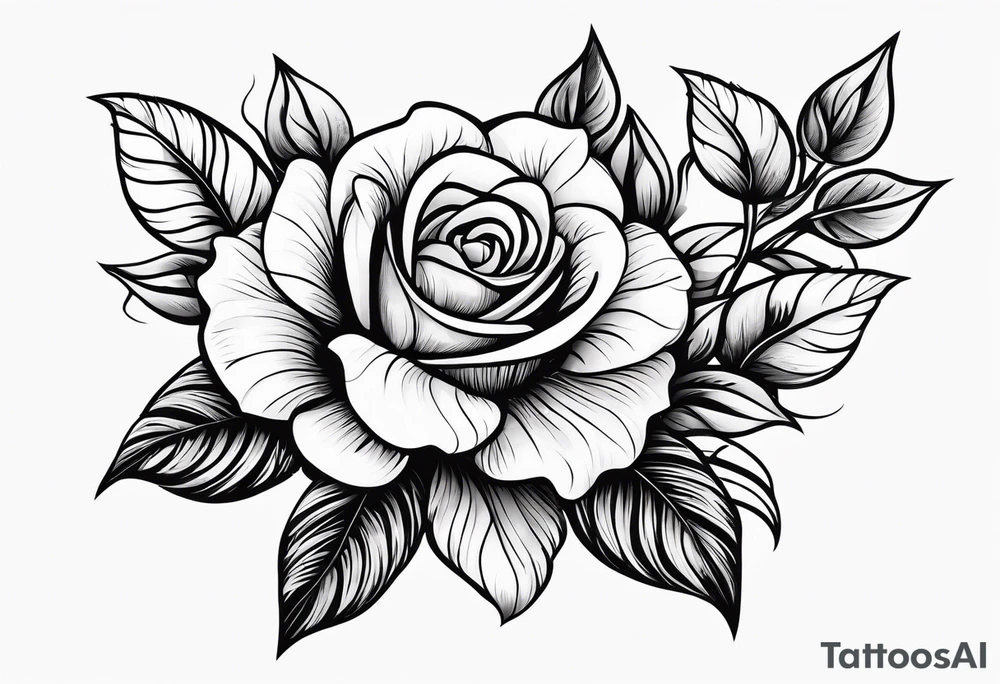 tiny roses shaded with tiny cross in the middle tattoo idea