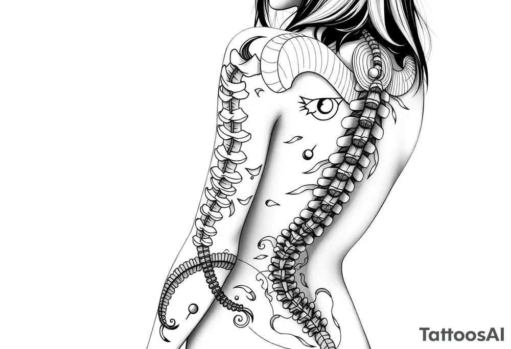 Spinal futuristic, full length, shoulders to lower back tattoo idea