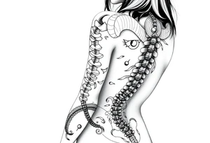 Spinal futuristic, full length, shoulders to lower back tattoo idea