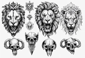 Lion skull statue ro tattoo idea