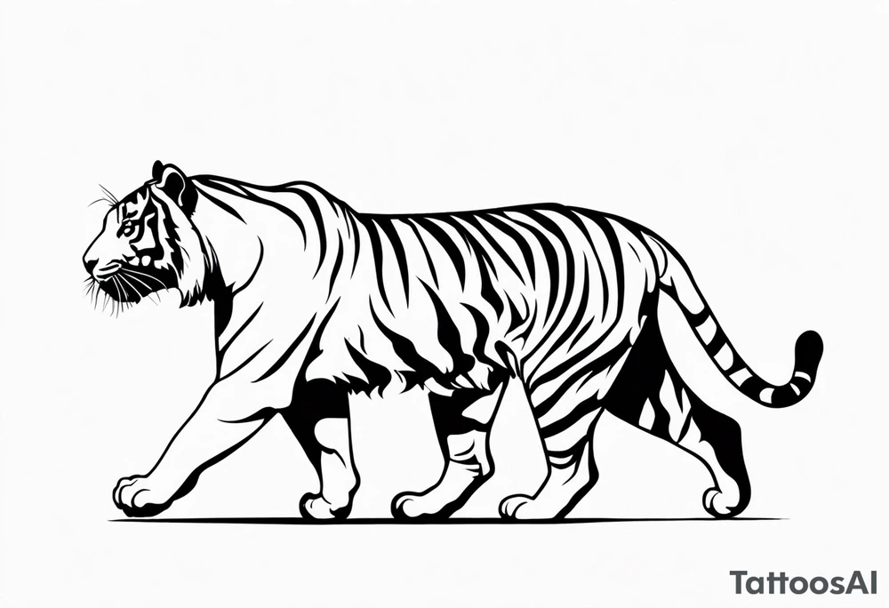 Tiger walking tattoo idea