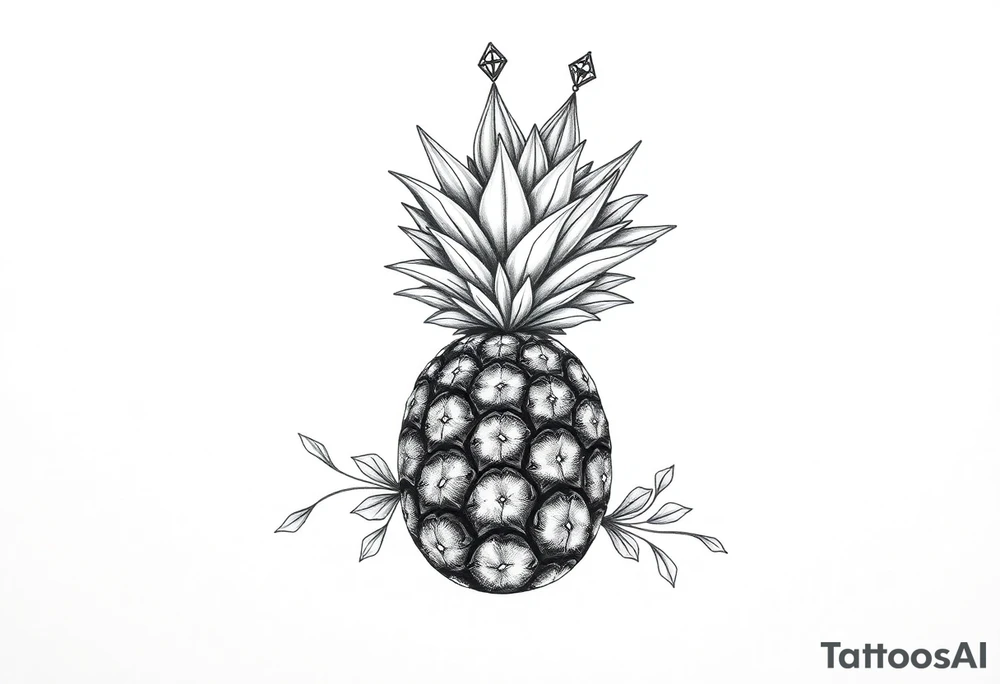vagina and anus using a pineapple with diamonds, magestic, crown, tattoo idea