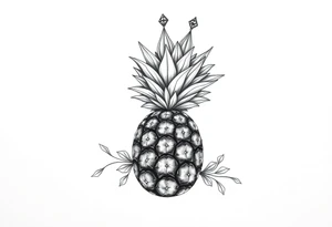 vagina and anus using a  pineapple with diamonds, magestic, crown, tattoo idea
