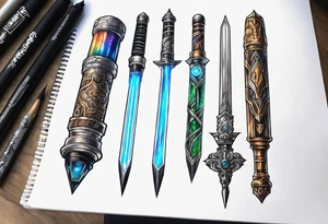 elder wand, sonic screwdriver, lightsaber, sword tattoo idea