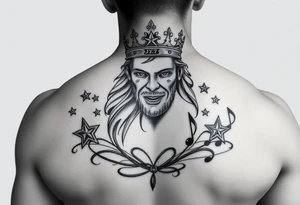 King J7 with stars and music notes tattoo idea