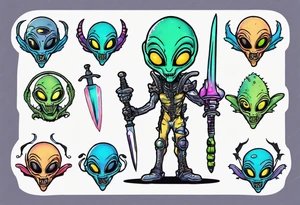 Alien with a sword tattoo idea