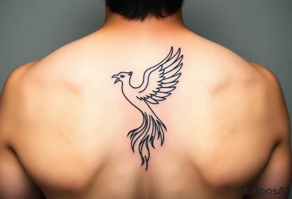 magnificent phoenix rising from golden flames with trailing embers tattoo idea