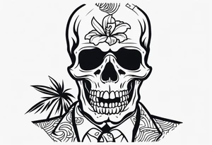 skeleton wearing a button up hawaiian shirt tattoo idea