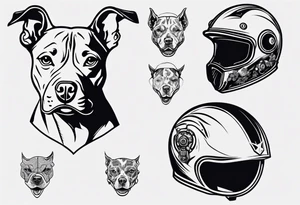Pit bull with a motorcycle helmet tattoo idea