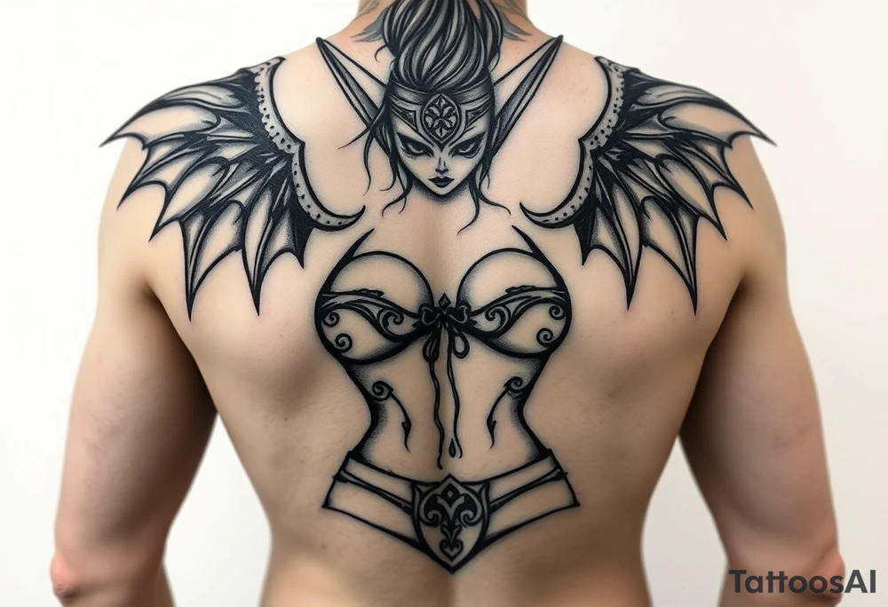 a banshee tatoo.. irish mythology. but taking a human form like a normal human girl

Lewd format.. .facing forward.. sexual bra and panties with trad irish symbols tattoo idea