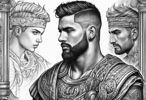 roman inspired half sleeve tattoo idea