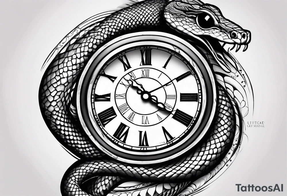 snake eye with clock tattoo idea