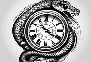 snake eye with clock tattoo idea