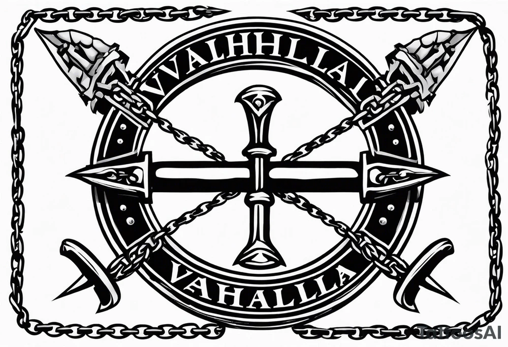 Valhalla sword shield barb wire chain tattoo idea