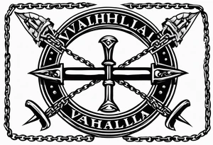 Valhalla sword shield barb wire chain tattoo idea