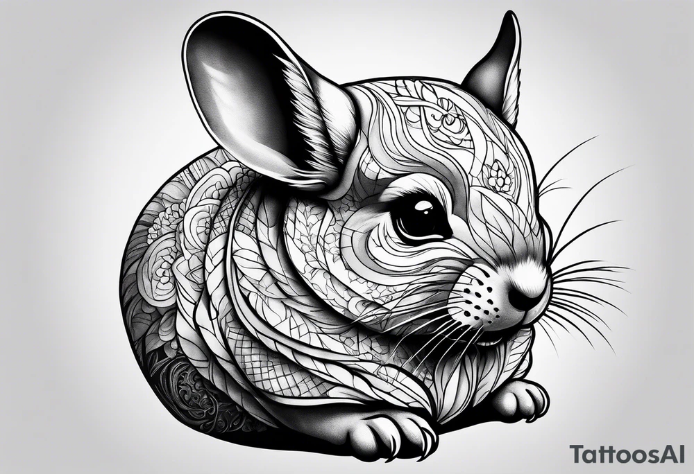 Cute lazy sassy Chinchilla tattoo idea