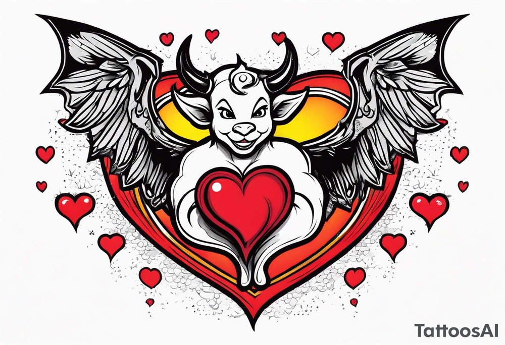 angelish devil heart/wings tattoo idea