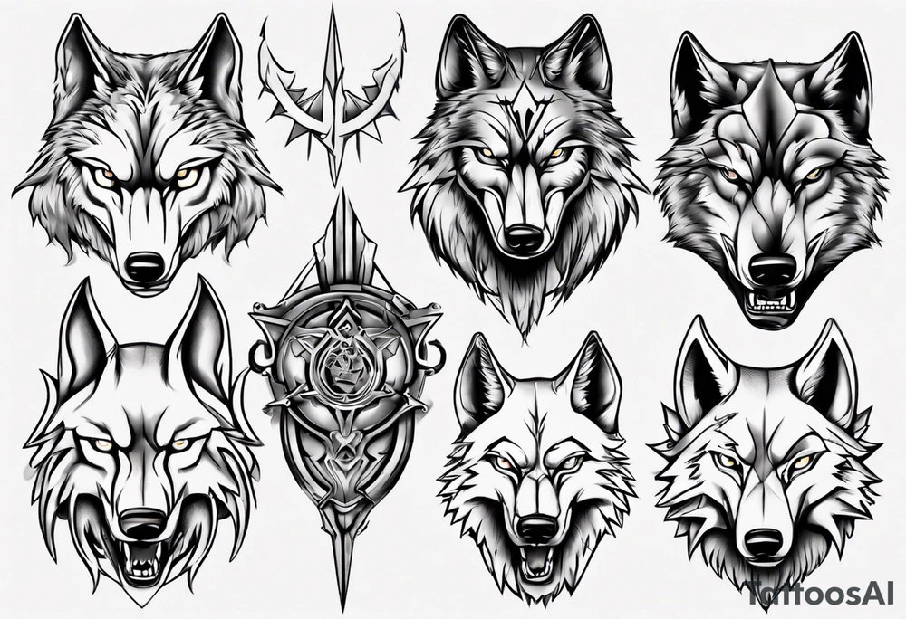 wolf head tattoo idea