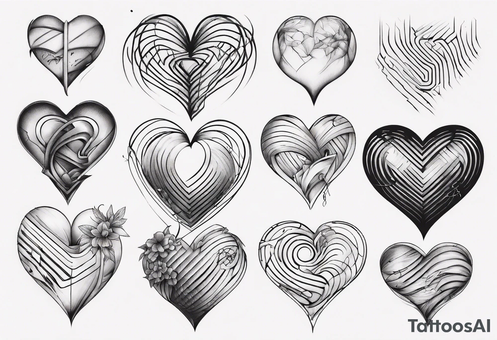 A modern heart made of lines tattoo idea