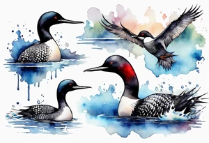 watercolor of a mystical loon tattoo idea