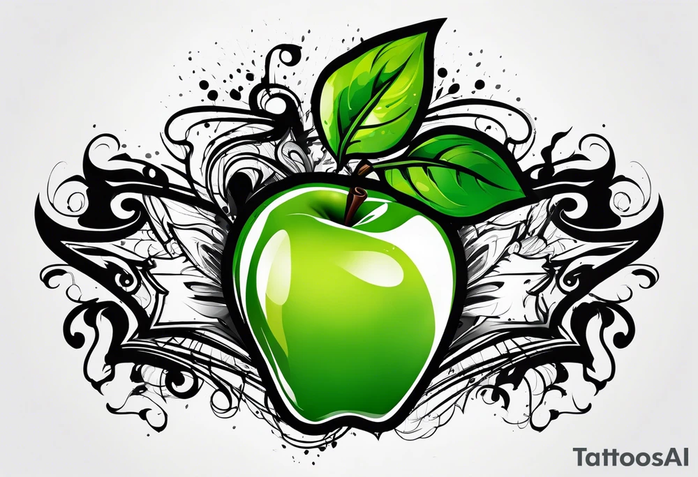 Green apple dripping tattoo idea