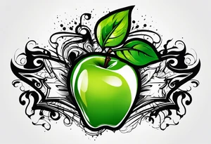 Green apple dripping tattoo idea