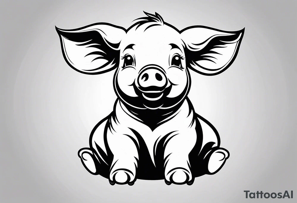 very cute happy piglet.
outline only.
black and white only.
only show the piglet. no extra lines or decoration.
no black shading.
dont make the ears too big.
draw only with very thin lines (1px)

should look like a tattoo that will only take 15 minutes to draw tattoo idea