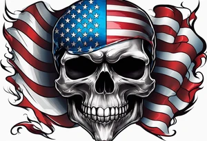 half face skull with american flag tattoo idea