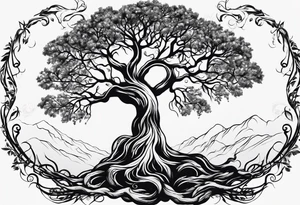 the virgo sign made out of tree roots tattoo idea