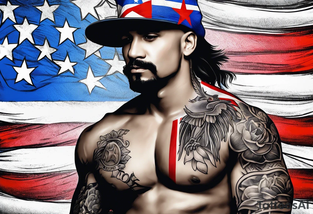 Puerto Rican tattoo with coqui wearing a Puerto Rican flag with the colors fading into black and white tattoo idea