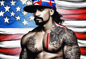 Puerto Rican tattoo with coqui wearing a Puerto Rican flag with the colors fading into black and white tattoo idea