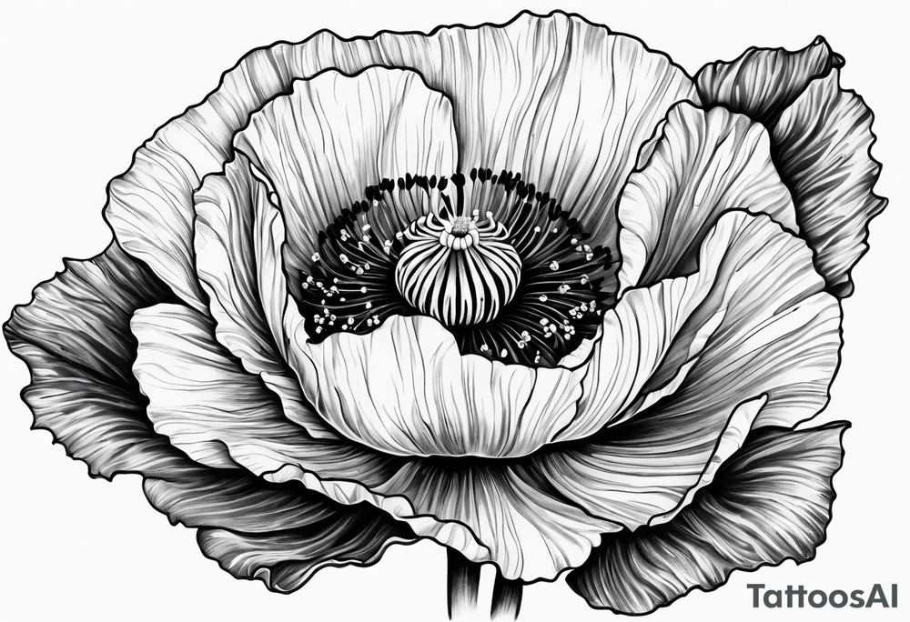 Poppy flower tattoo with the date 12/21/2006 tattoo idea