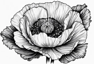 Poppy flower tattoo with the date 12/21/2006 tattoo idea