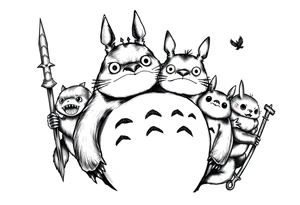 totoro and his friends tattoo idea
