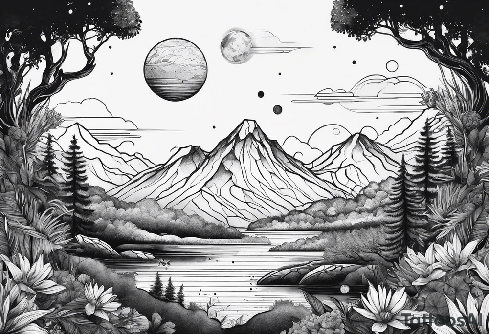 straight line, space, nature tattoo idea