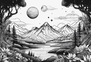 straight line, space, nature tattoo idea
