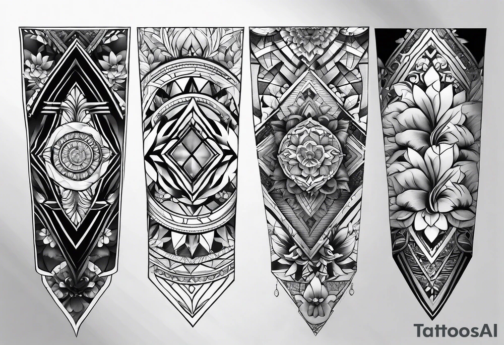 Full leg tattoo sleeve square tattoo idea