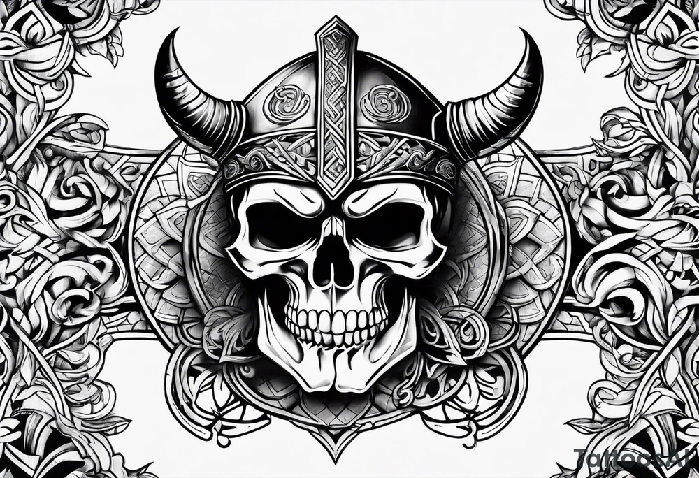 Viking skull tattoo idea