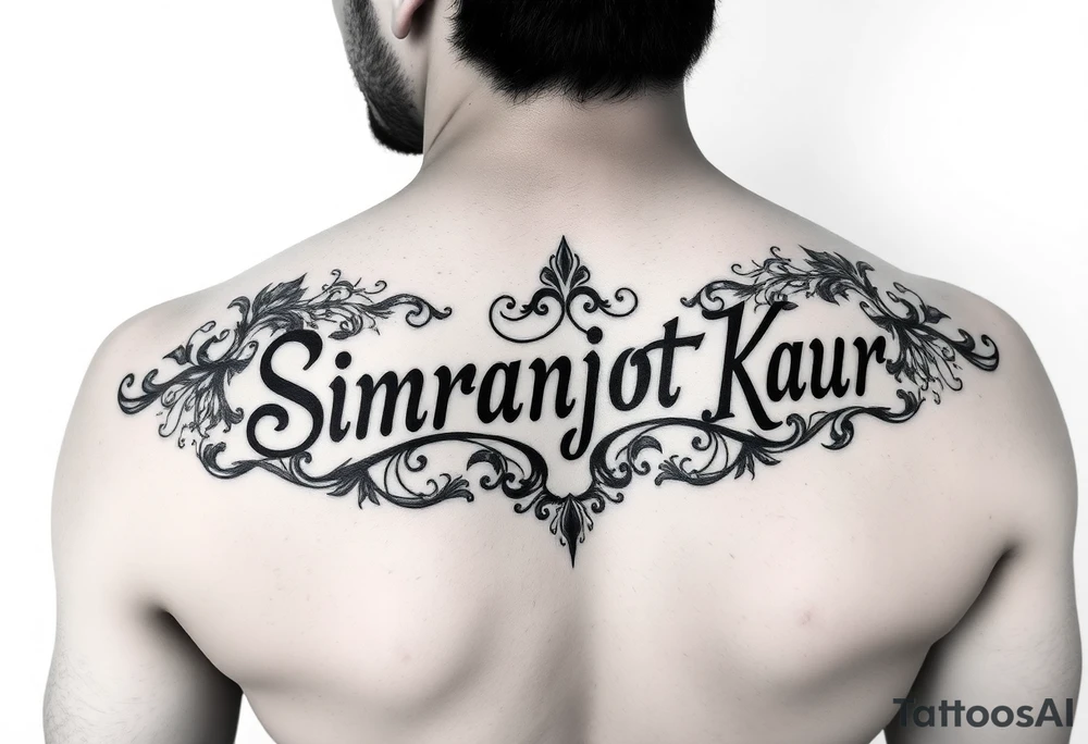 A tatto of my sister name as simranjot kaur in punjabi as a best way tattoo idea