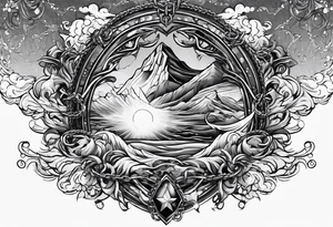 angle falling from sky with chains clouds lightening tattoo idea