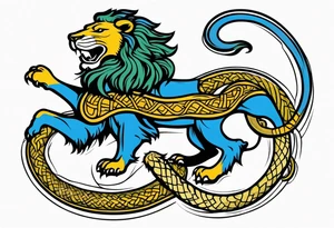 New school Scottish lion rampant with gadsden snake tattoo idea