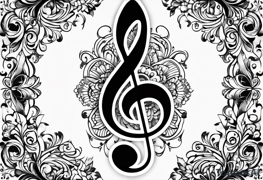 Note de musique, clef de sol, fin tattoo idea