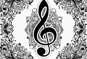 Note de musique, clef de sol, fin tattoo idea